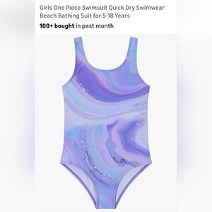 Girls Purple Marble One-Piece Swimsuit - Kids Swim